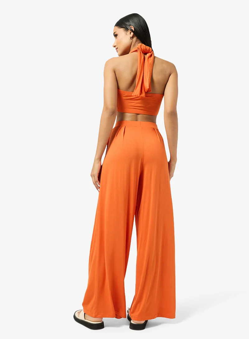 جينجر Sweetheart Neckline Tie Up Top & Pant Coord Set